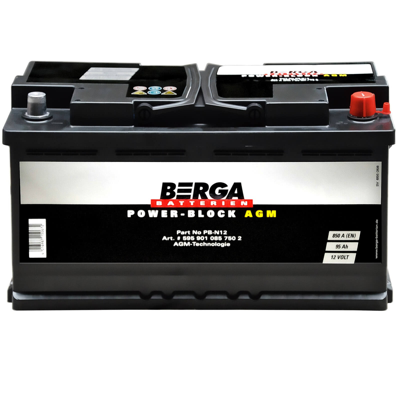BERGA Start-Stop Autobatterie 12V 95Ah AGM