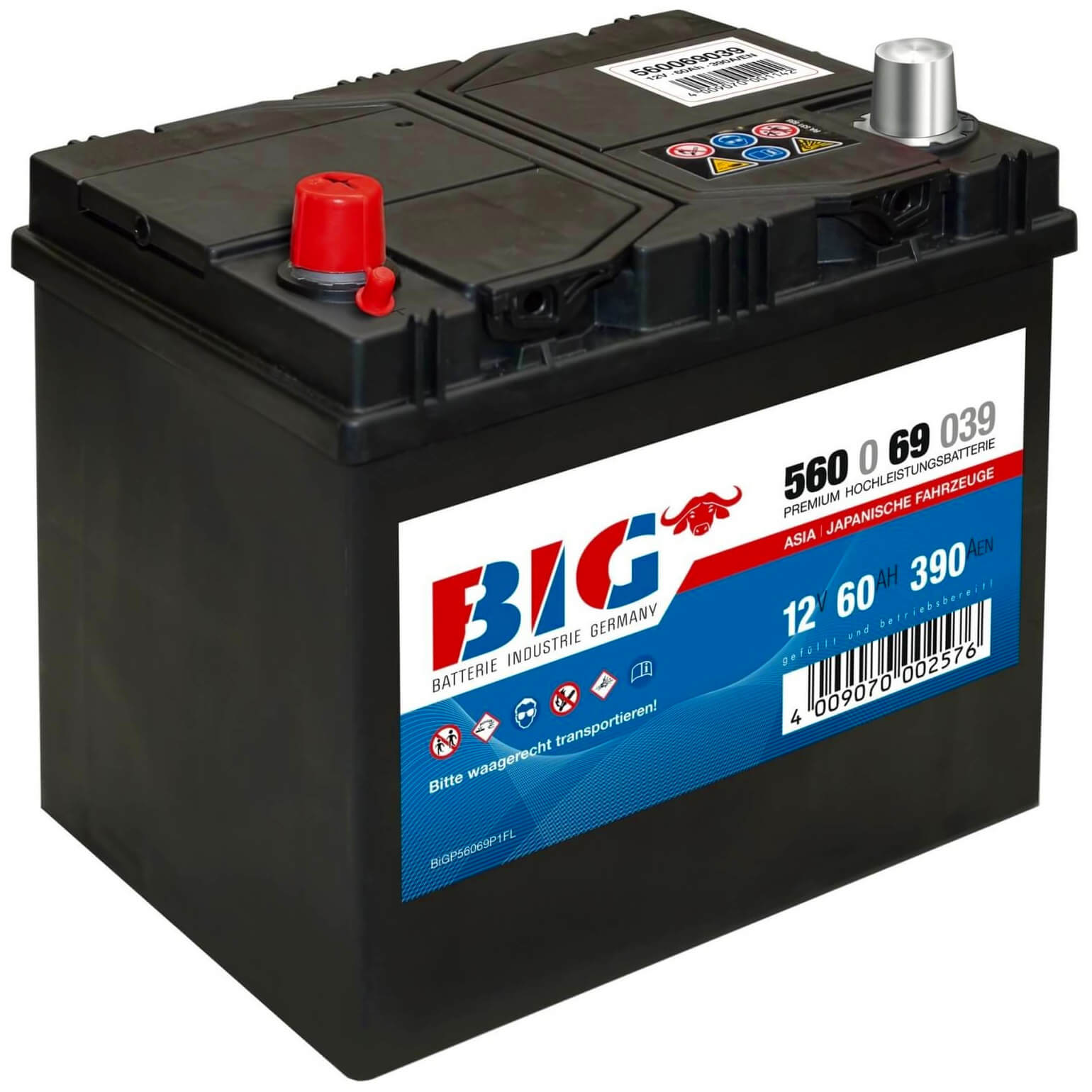 intAct US-Power 56010GUG, Autobatterie 12V 60Ah 600A