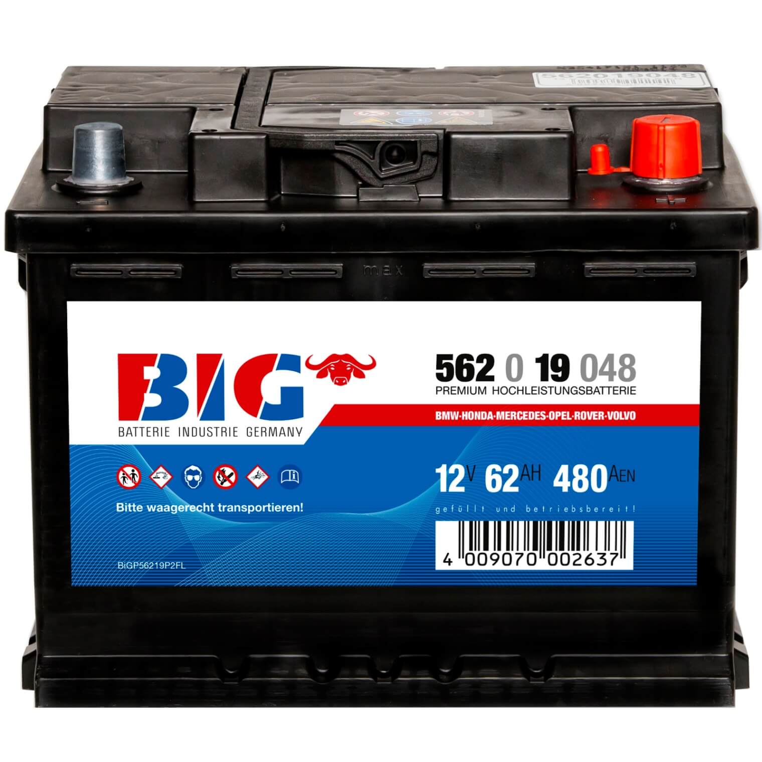 BIG Autobatterie 12V 62Ah DIN 56219