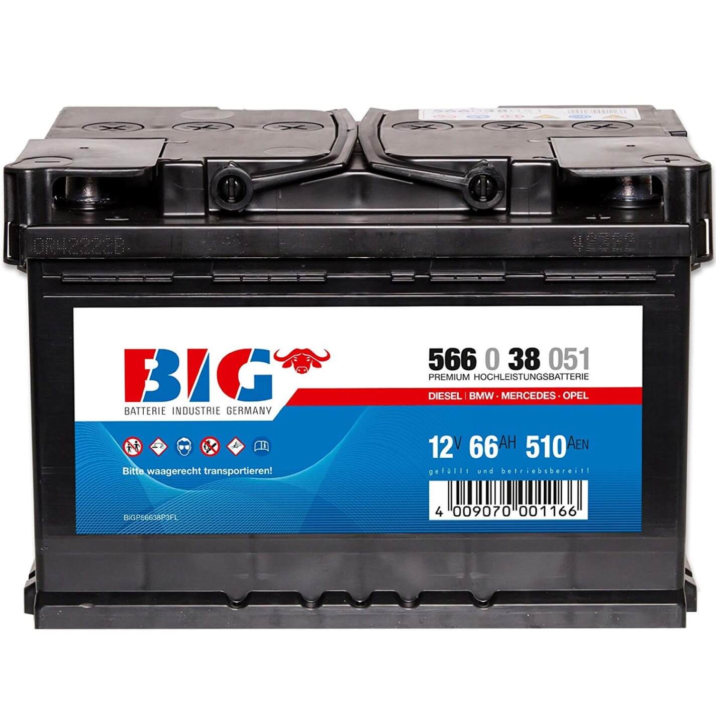 BIG Autobatterie 12V 66Ah DIN 56638