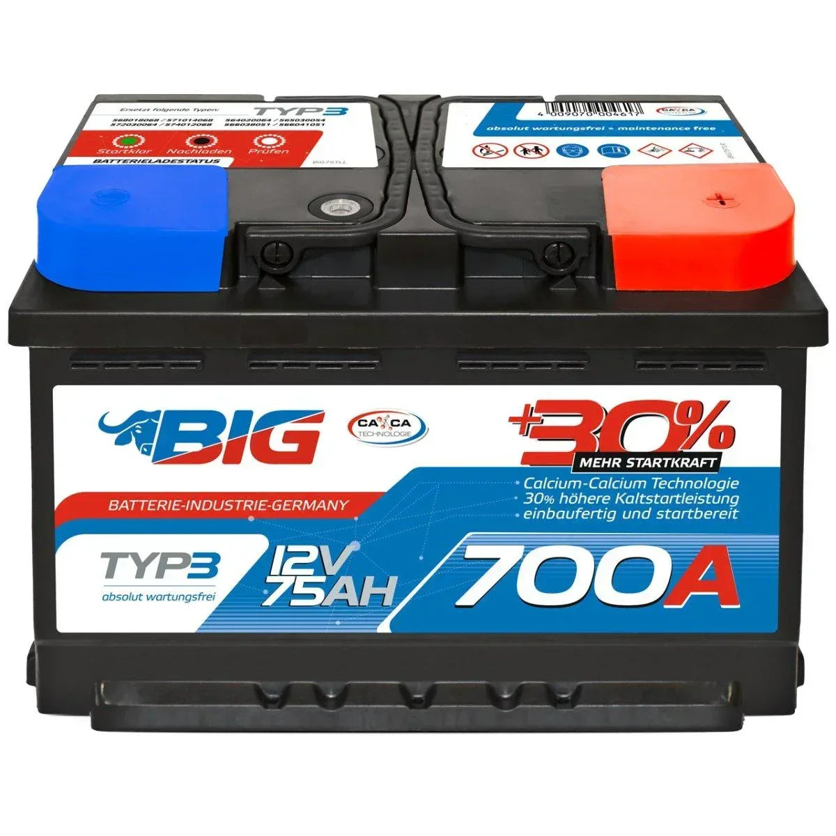 HR HiPower AGM Autobatterie 75Ah 12V 760A/EN VRLA Start-Stop Geeignet