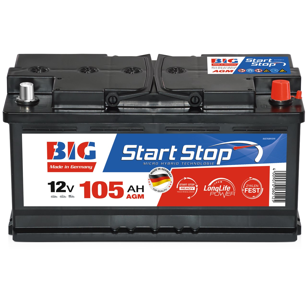 BIG Start-Stop Autobatterie AGM 12V 105Ah