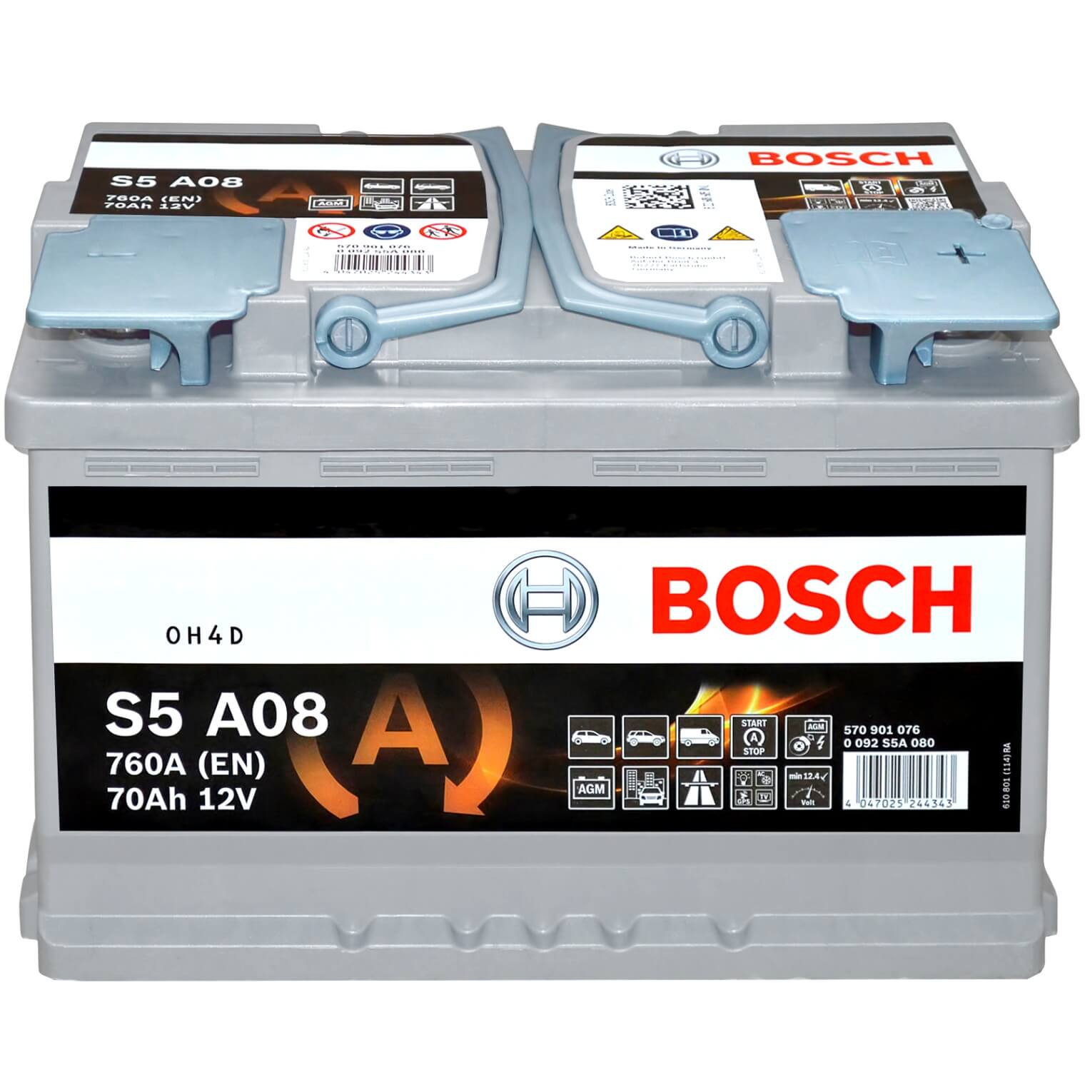 Batería De Coche Start Stop AGM 70Ah 760 A EN Bosch S5A08 - Volta Baterias