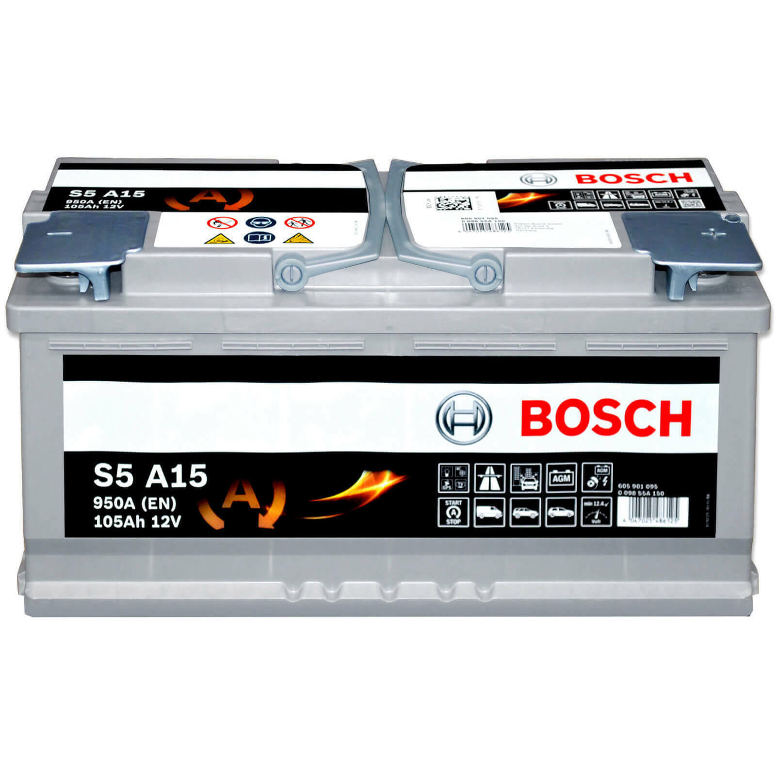 BOSCH S5 Batterie 0 092 S5A 150 12V 105Ah 950A B13 AGM-Batterie S5 A15, 12V  105AH 950A