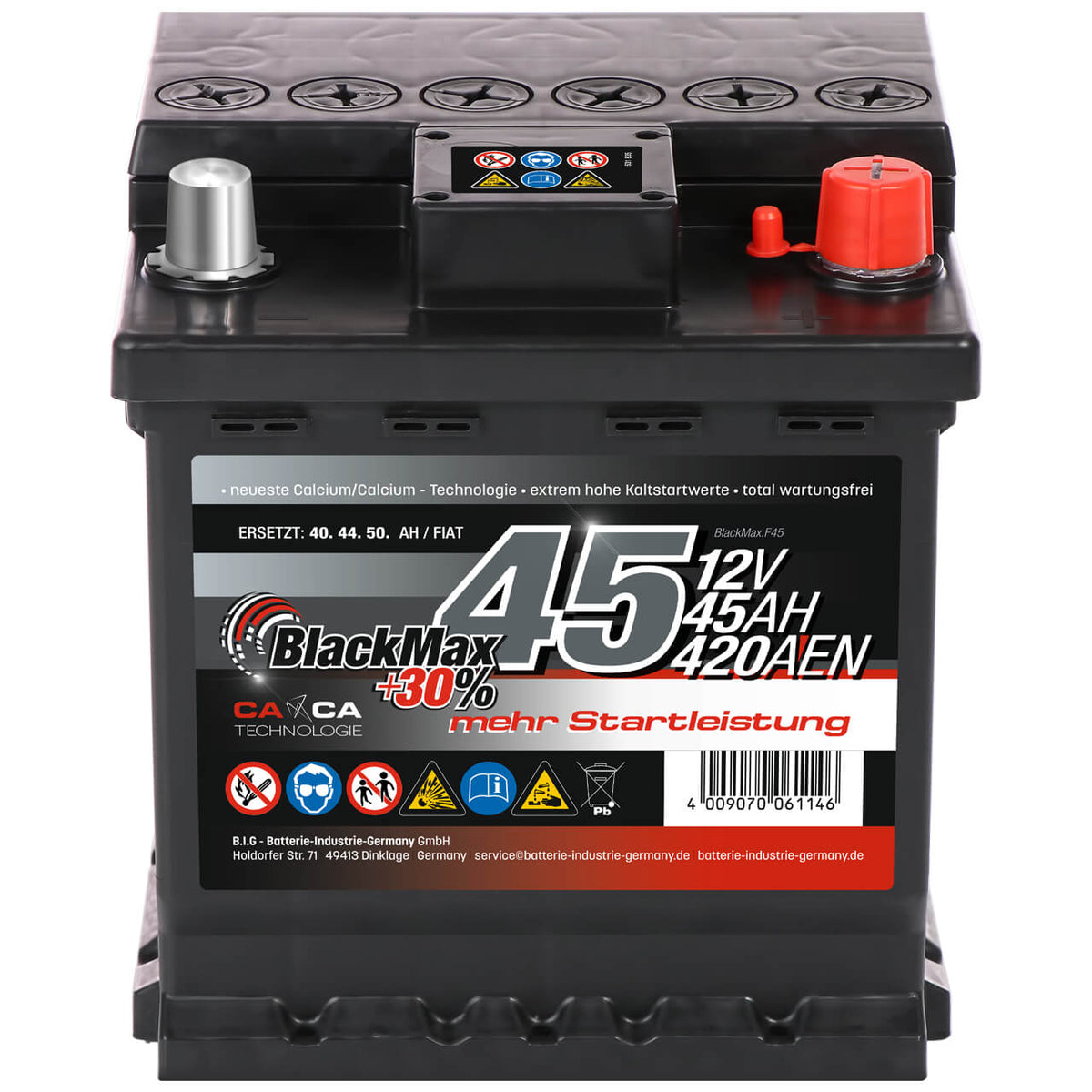 BlackMax +30% 12V 45Ah 420A/EN Autobatterie