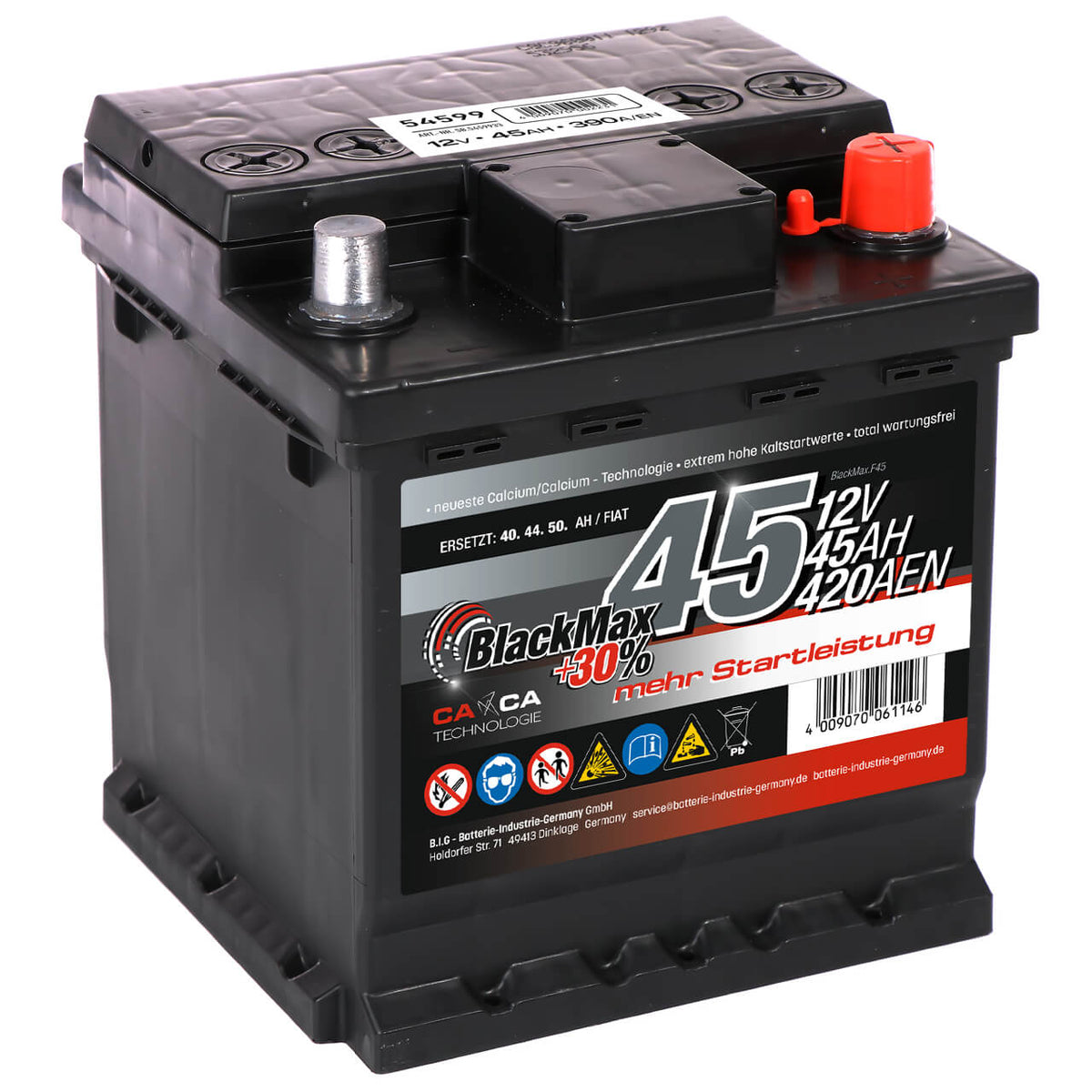 BlackMax +30% 12V 45Ah 420A/EN Autobatterie