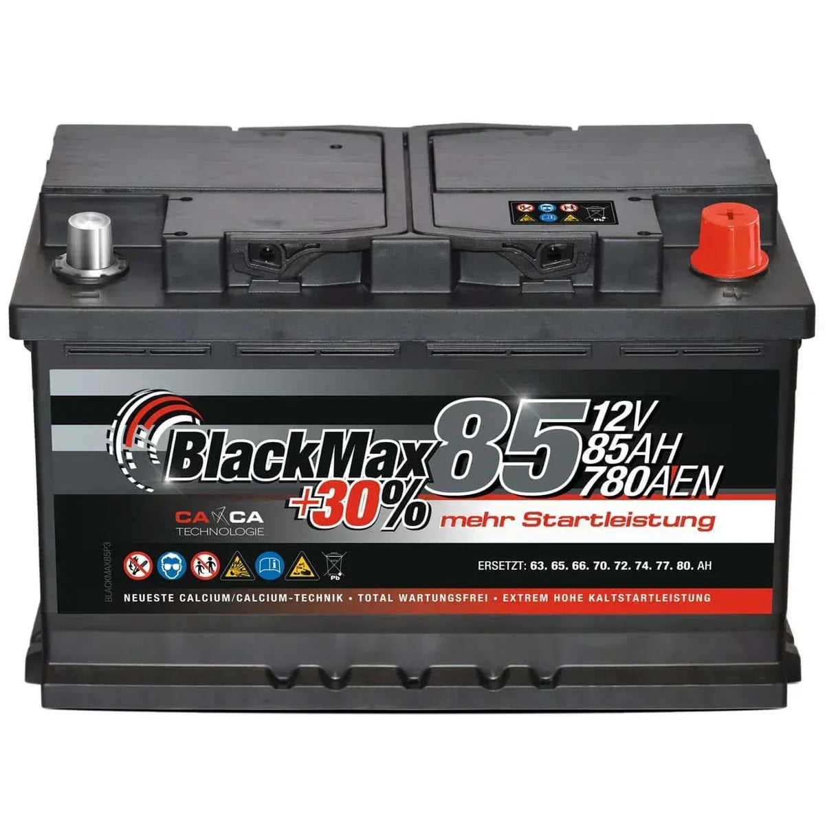 Autobatterie BlackMax 12V 85Ah Front