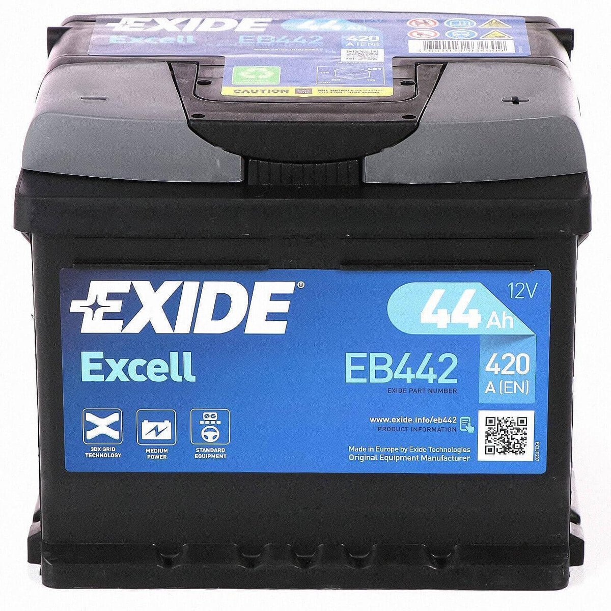 Autobatterie Exide Excell EB442 12V 44Ah Seite links