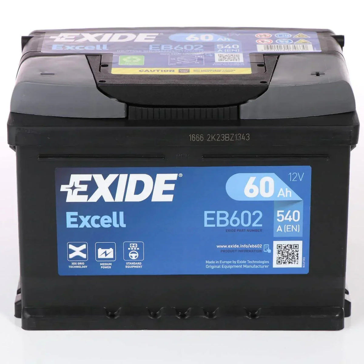 Autobatterie Exide Excell EB602 12V 60Ah Seite links