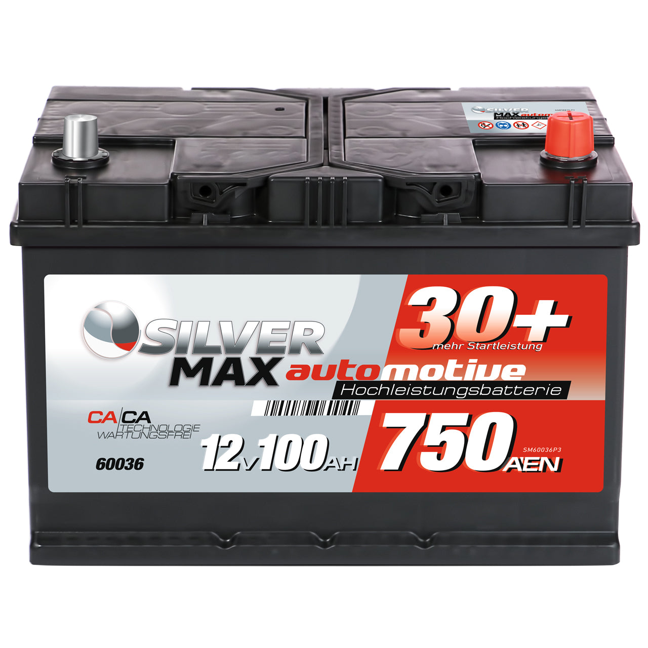 SilverMax Starterbatterie ASIA 12V 100Ah 680A Japan 60036, Plus links