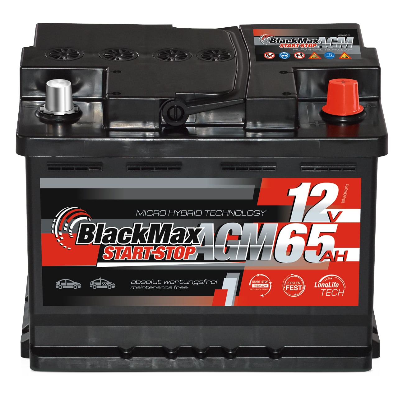 Autobatterie AGM 12V 65Ah BlackMax automotive für Start-Stop 60Ah