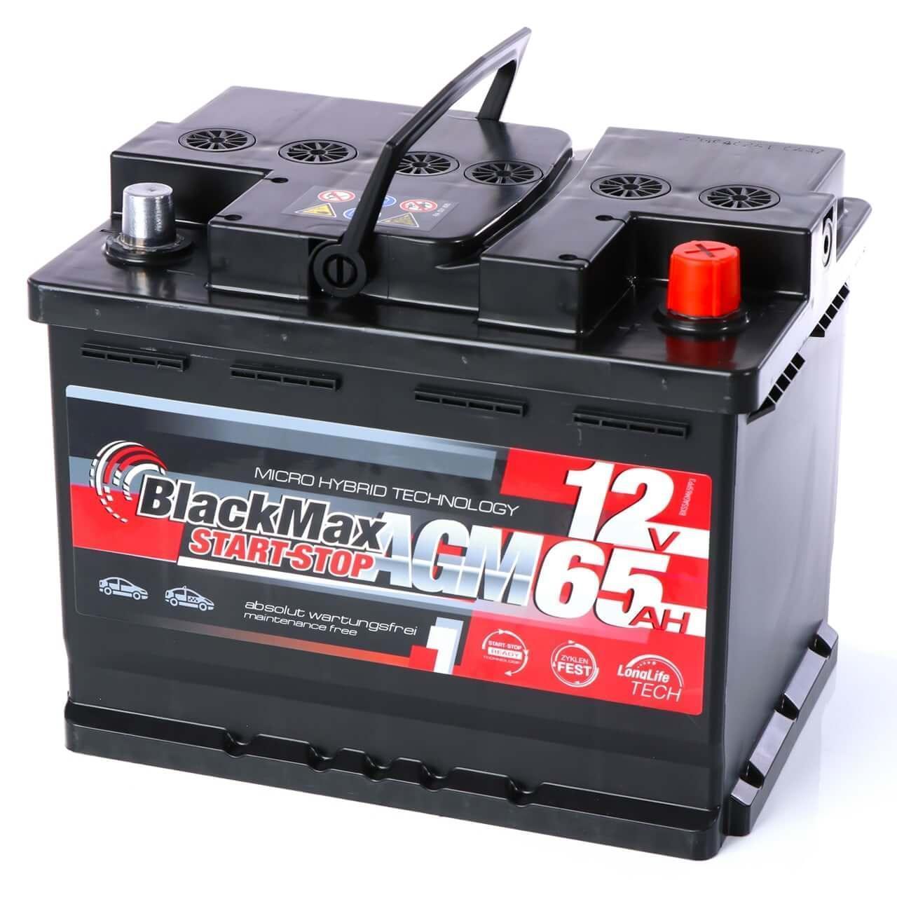 Autobatterie BlackMax Start-Stop AGM 12V 65Ah Seite rechts