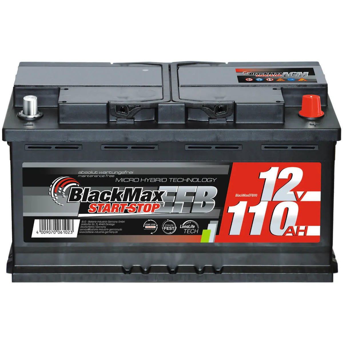 BlackMax Start-Stop EFB 12V 110Ah 1100A/EN Autobatterie