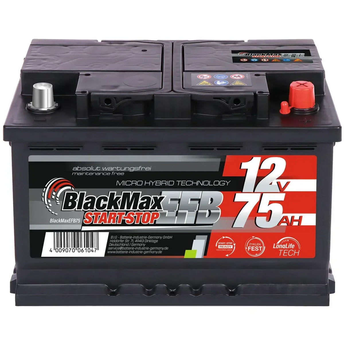 BlackMax Start-Stop EFB 12V 75Ah 700A/EN Autobatterie