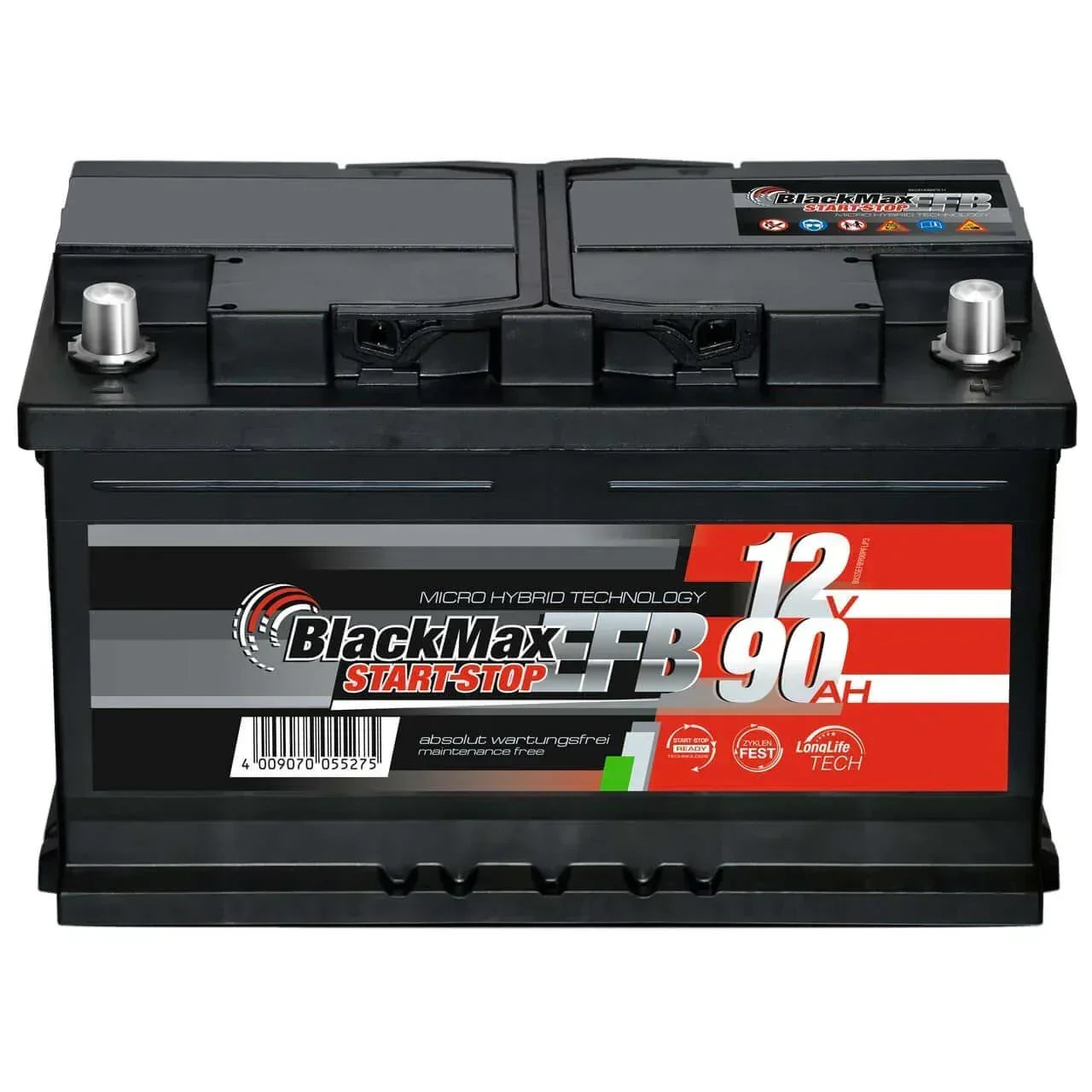 Autobatterie BlackMax Start-Stop EFB 12V 90Ah Front