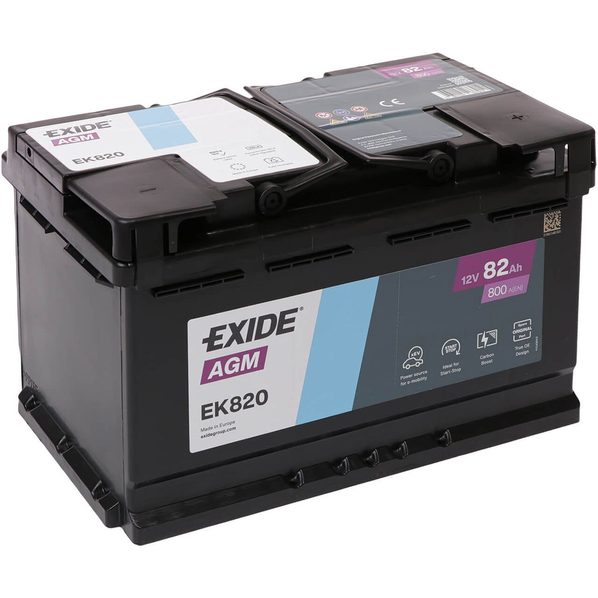 Exide Start-Stop EK820 AGM 12V 82Ah 800A/EN ersetzt Exide EK800 Autobatterie