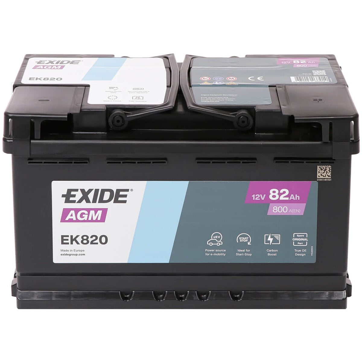 Exide Start-Stop EK820 AGM 12V 82Ah 800A/EN ersetzt Exide EK800 Autobatterie