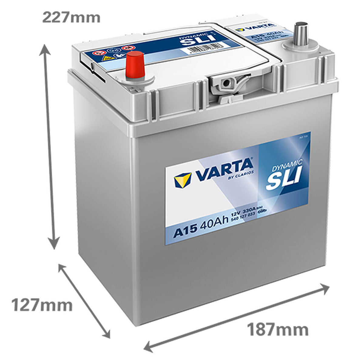 Autobatterie Varta Dynamic SLI A15 12V 40Ah 5401270333132 Seite links