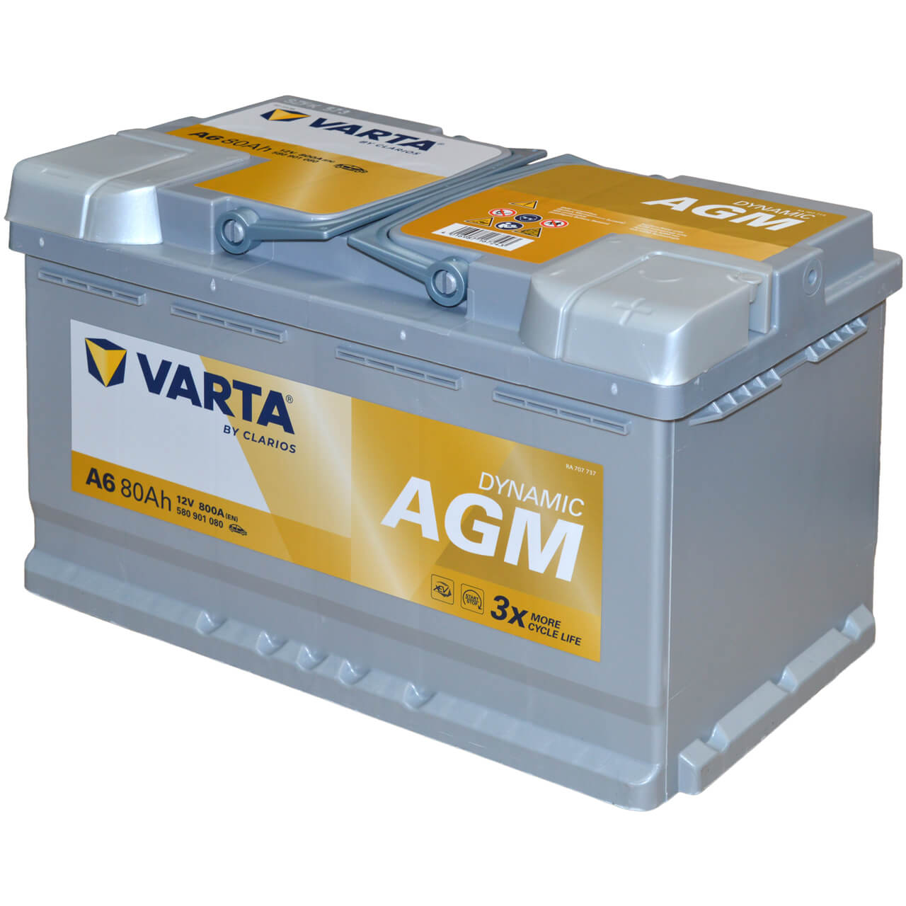 Varta A6 Silver Dynamic AGM 12V 80Ah 800A/EN ersetzt Varta F21 Autobatterie
