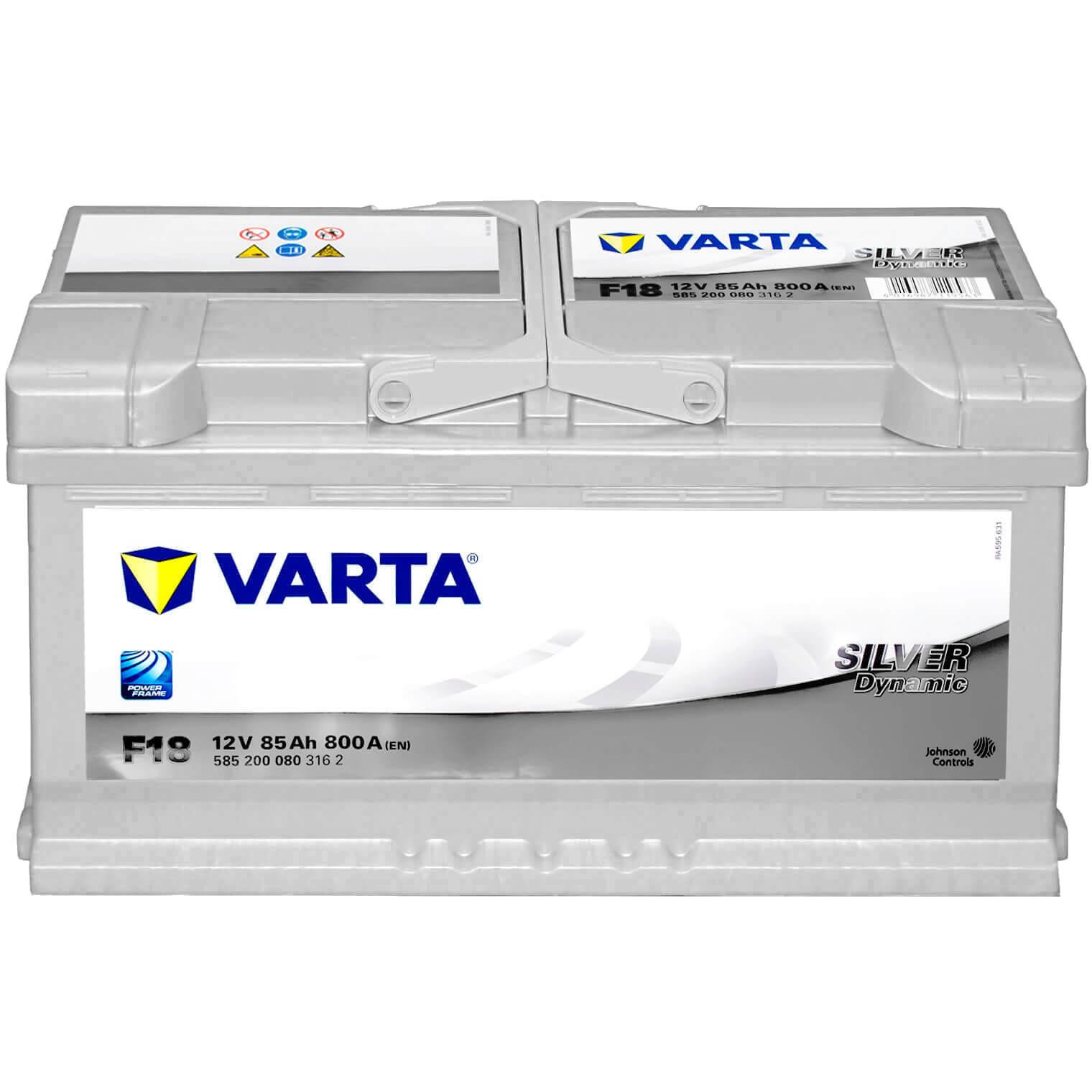Autobatterie Varta Silver Dynamic F18 12V 85Ah 5852000803162 Front