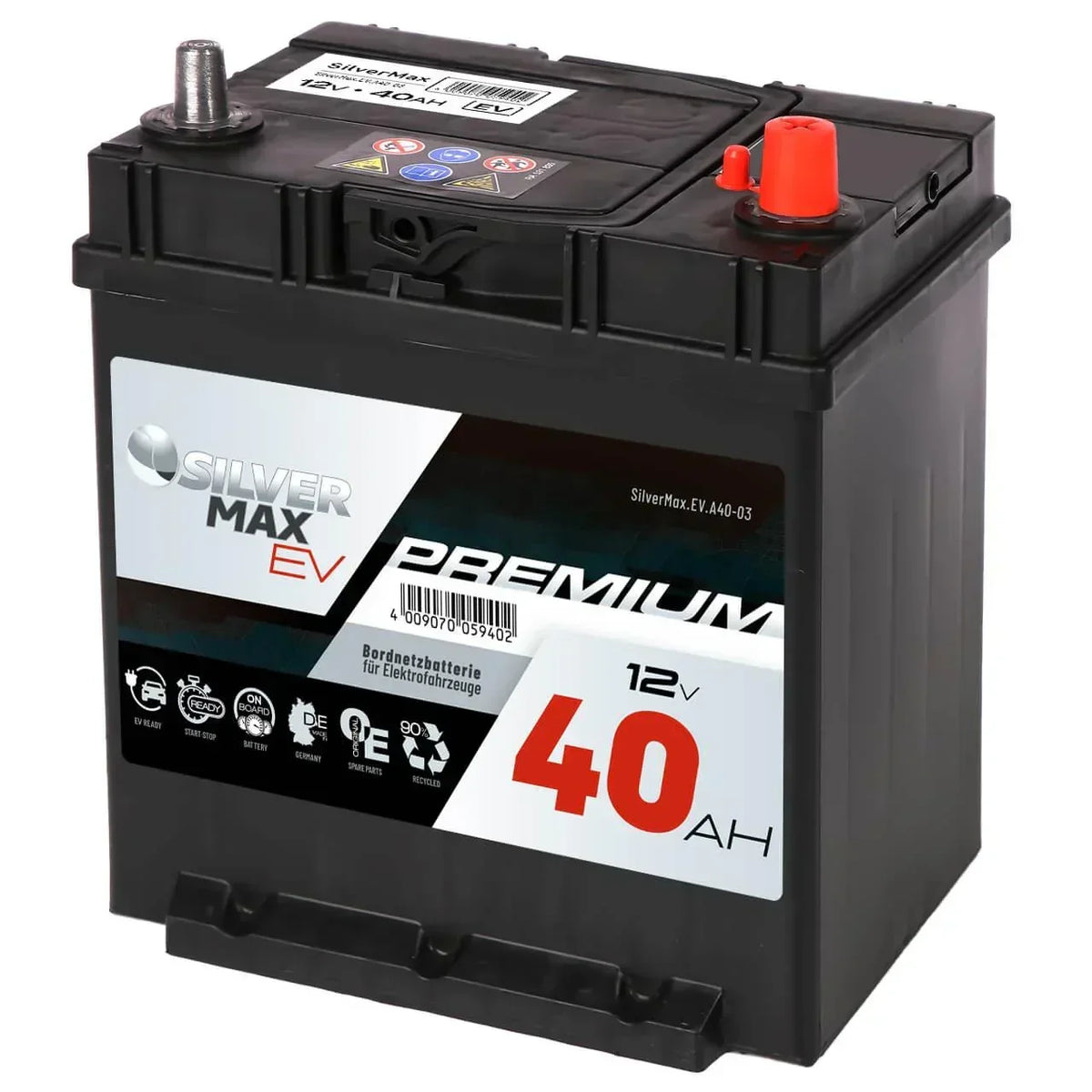 Bordnetzbatterie SilverMax EV A40-03 12V 40Ah Seite rechts