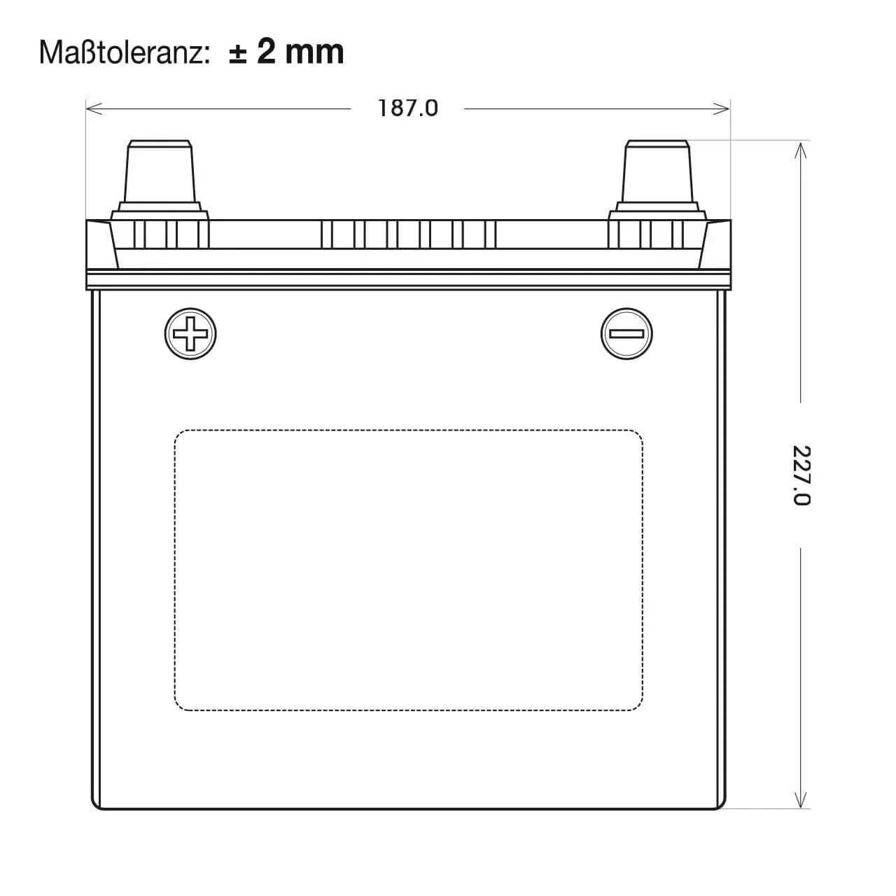 Bordnetzbatterie SilverMax EV A40-13 12V 40Ah technische Zeichnung Front