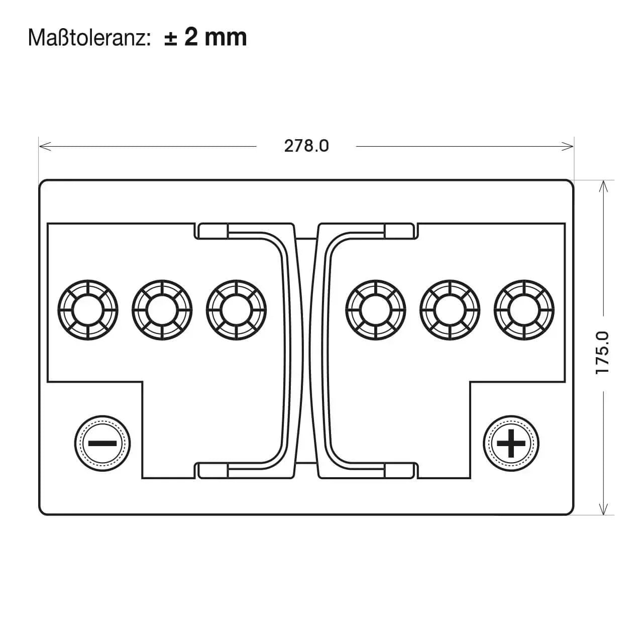 Bordnetzbatterie SilverMax EV AGM 12V 70Ah technische Zeichnung oben