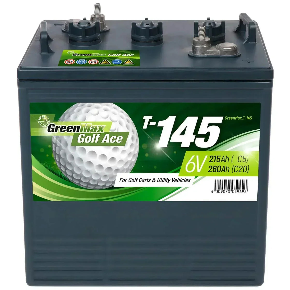 Golf Cart und Utility Vehicle Batterie GreenMax Golf Ace T-145 6V 260Ah Front