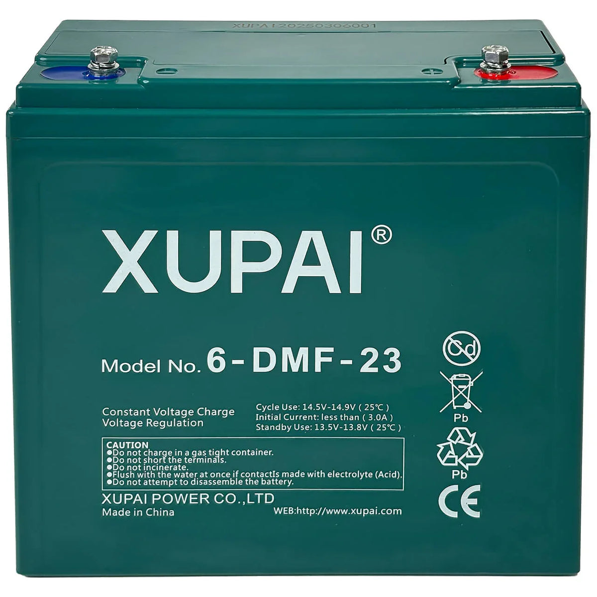 Kabinenroller-Elektrofahrzeug-Traktions-Batterie-XUPAI-6-DMF-23-AGM-12V-23Ah-Front