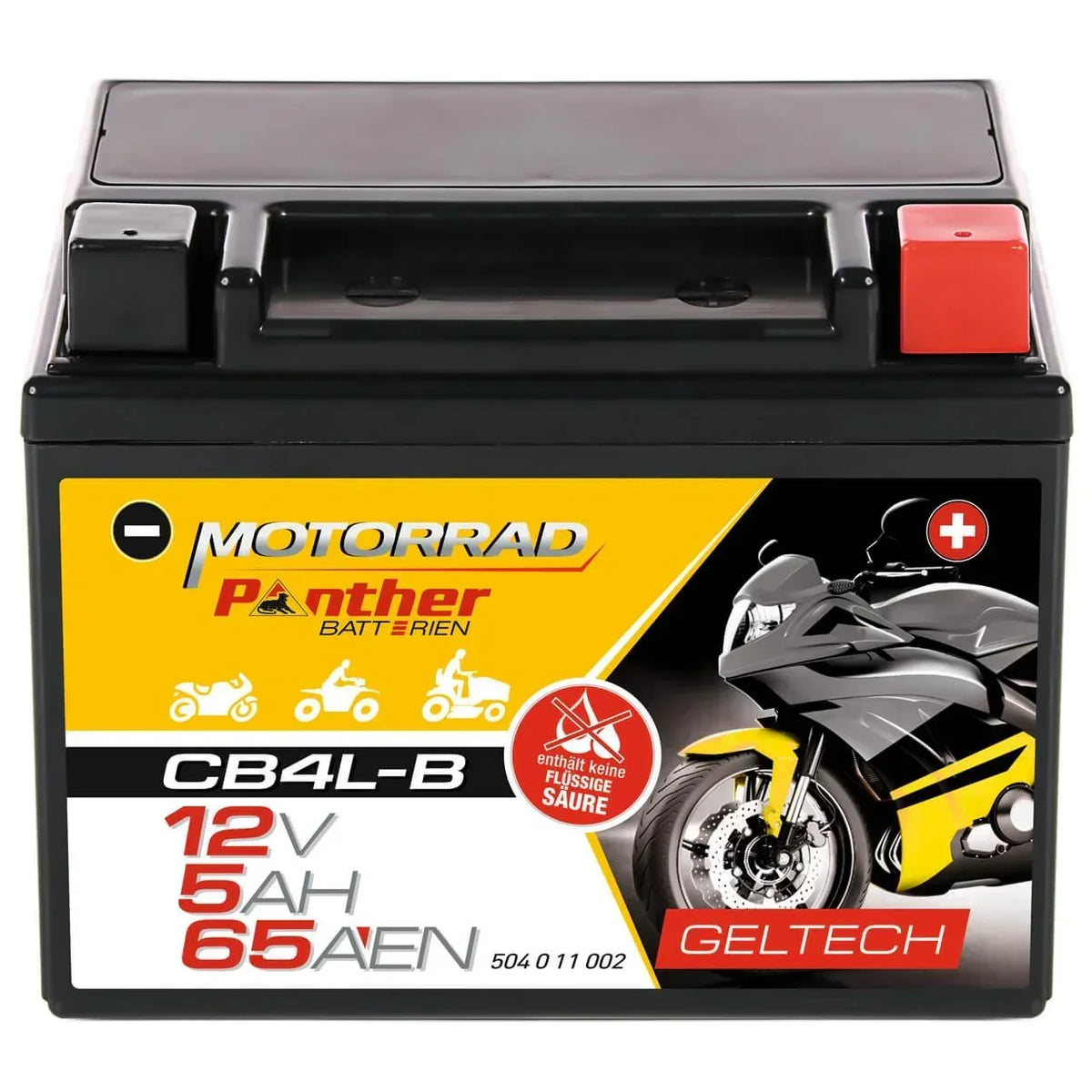 Motorradbatterie Panther GEL CB4L-B 50411 12V 5Ah Front