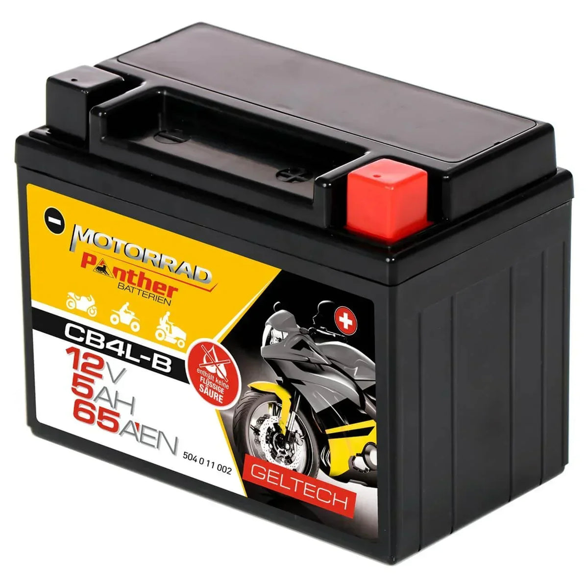Motorradbatterie Panther GEL CB4L-B 50411 12V 5Ah Seite rechts