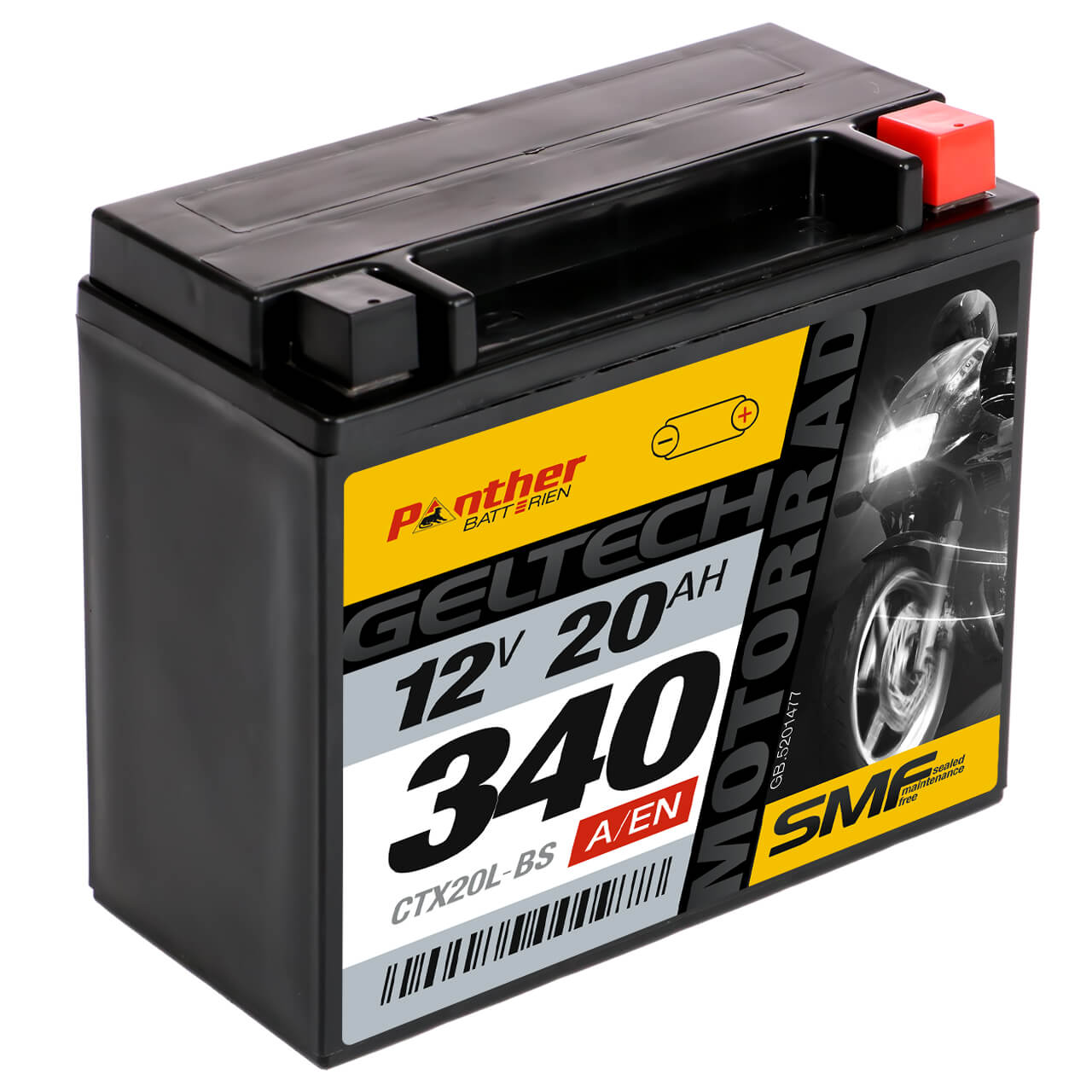 Panther Motorrad CTX20L-BS 52014 GEL 12V 20Ah 340A/EN Motorradbatterie