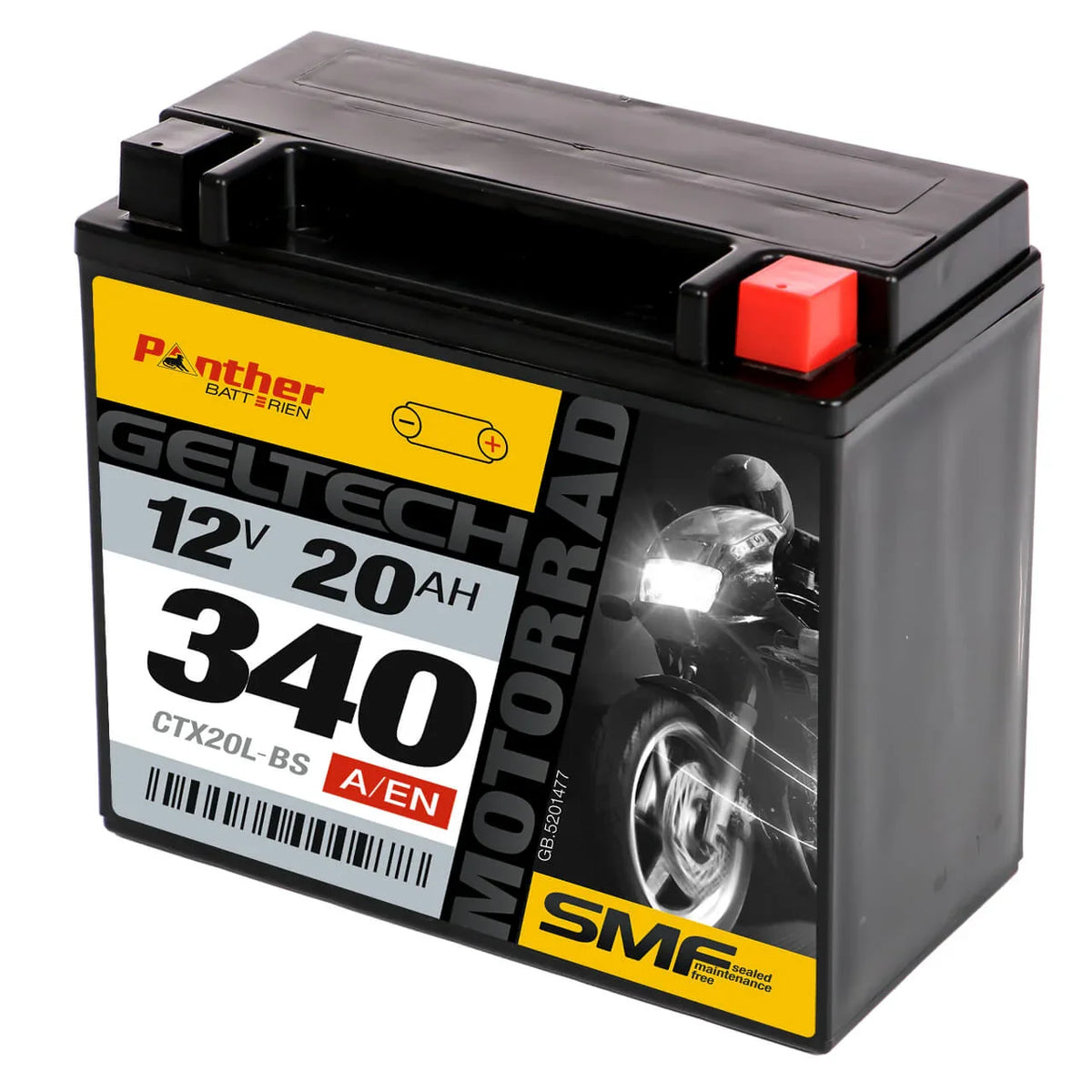Panther Motorrad CTX20L-BS 52014 GEL 12V 20Ah 340A/EN Motorradbatterie