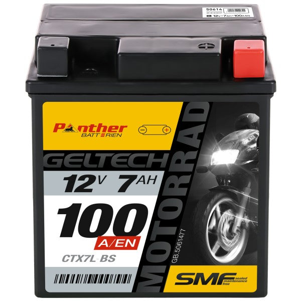 Motorradbatterie Panther GEL CTX7L-BS 50614 12V 7Ah Front