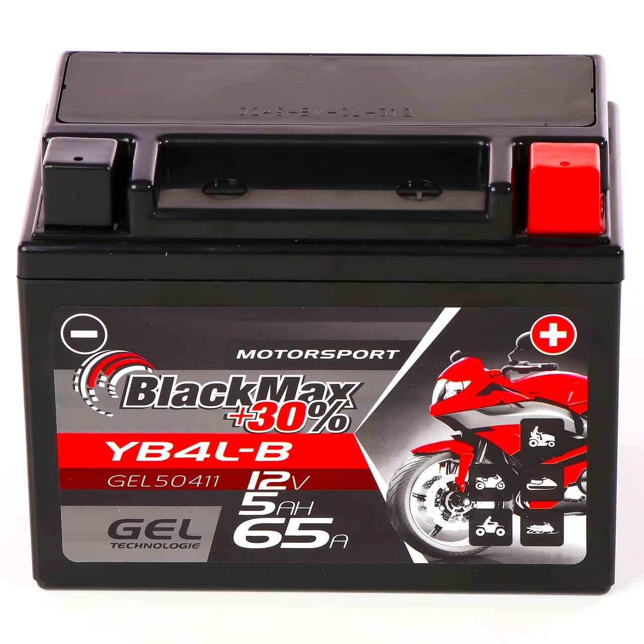 BlackMax YB4L-B Motorradbatterie GEL 12V 5Ah CB4L-B