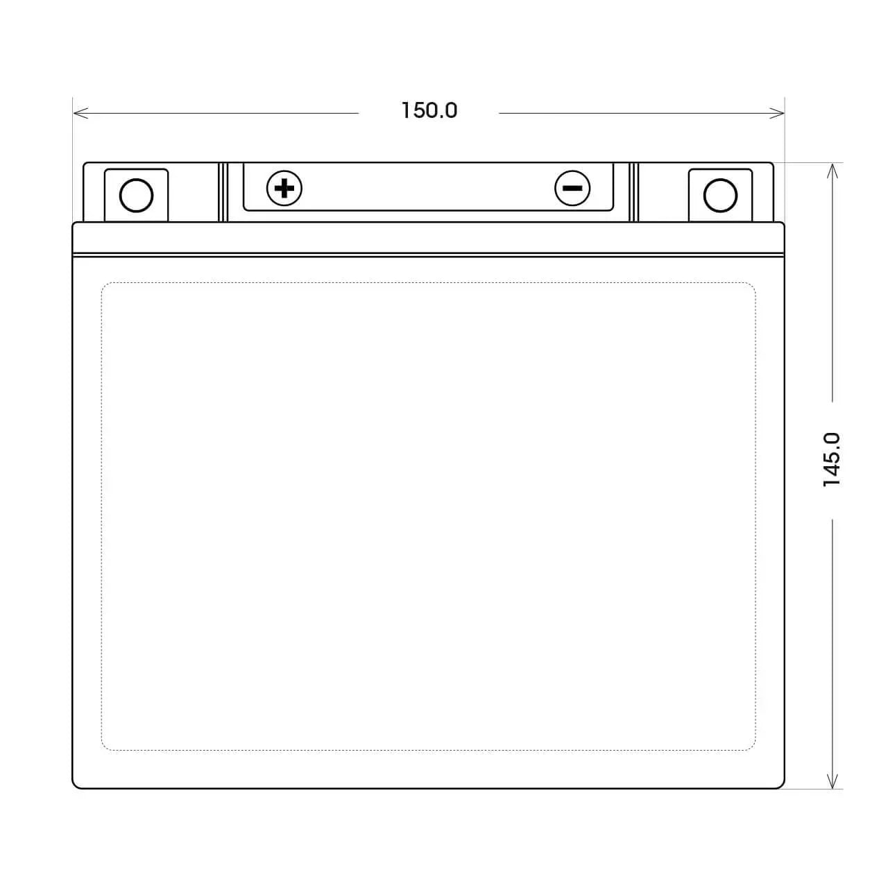 Motorradbatterie BlackMax Motorsport GEL YTX14-BS 51214 12V 14Ah technische Zeichnung Front