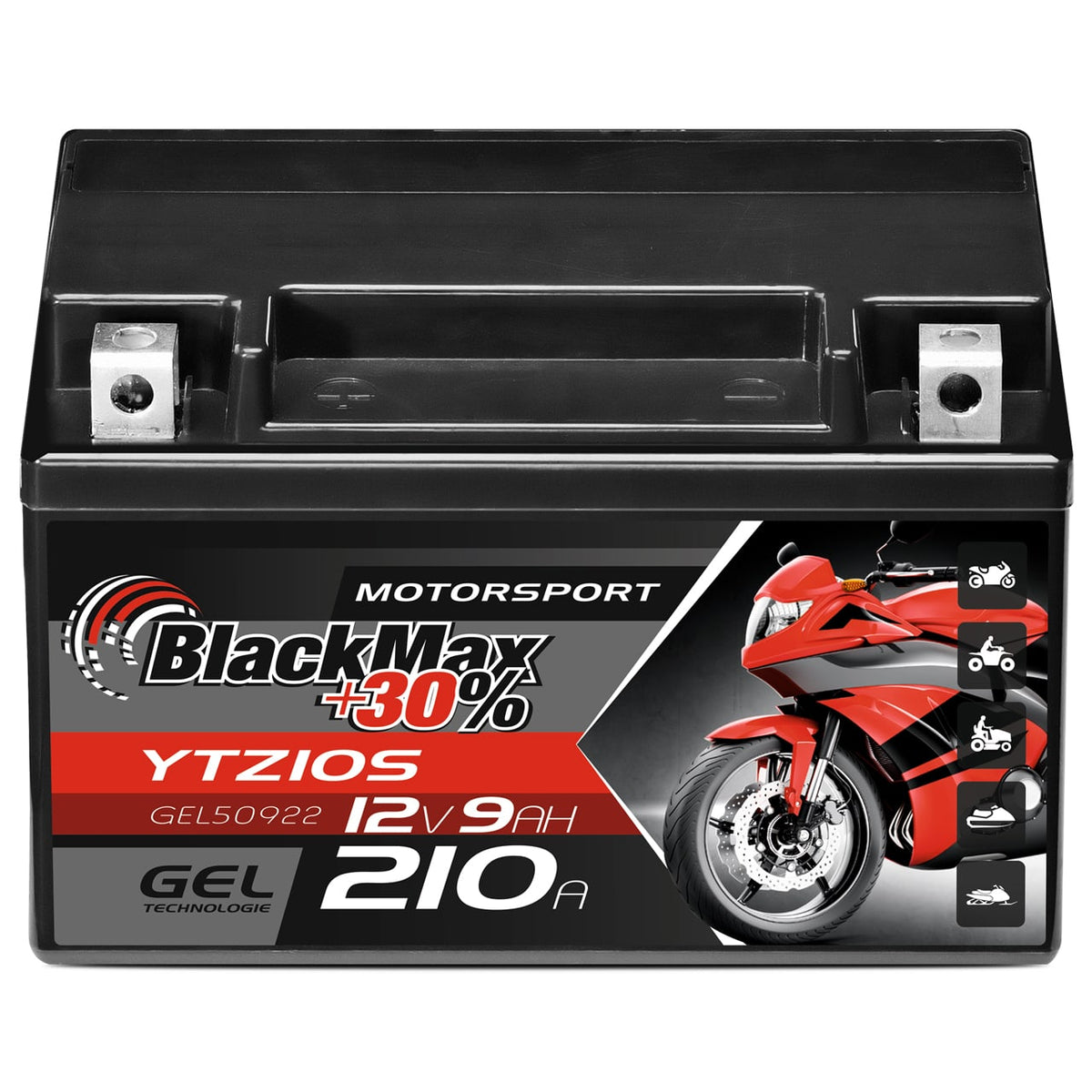 BlackMax +30% Motorsport YTZ10S 50922 GEL 12V 9Ah 210A/EN