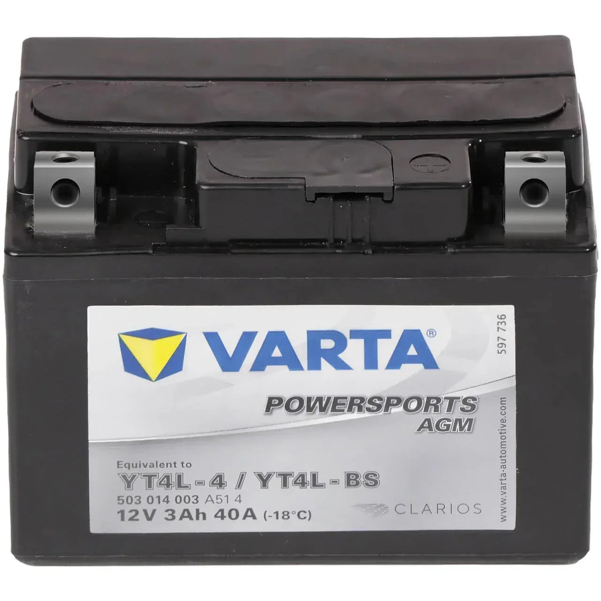 Motorradbatterie Varta Powersports AGM YT4L-BS 50314 12V 3Ah Front