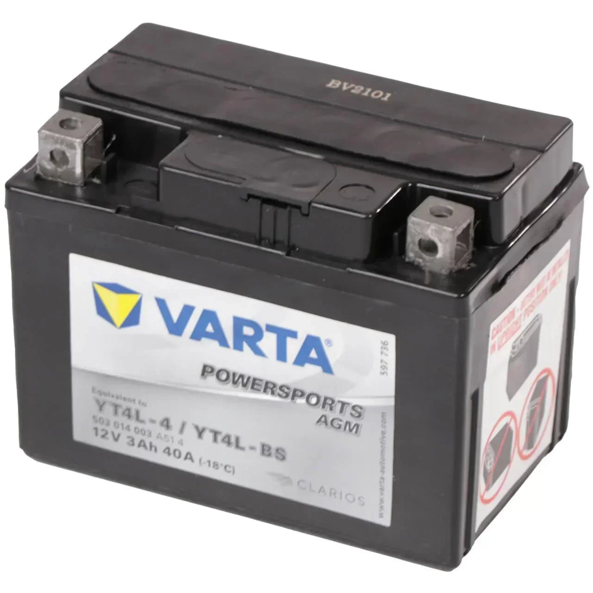 Motorradbatterie Varta Powersports AGM YT4L-BS 50314 12V 3Ah Seite rechts