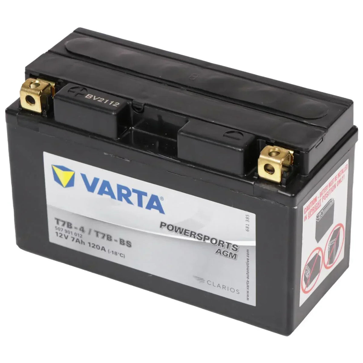 Motorradbatterie Varta Powersports AGM YT7B-BS 507901 12V 7Ah Seite rechts