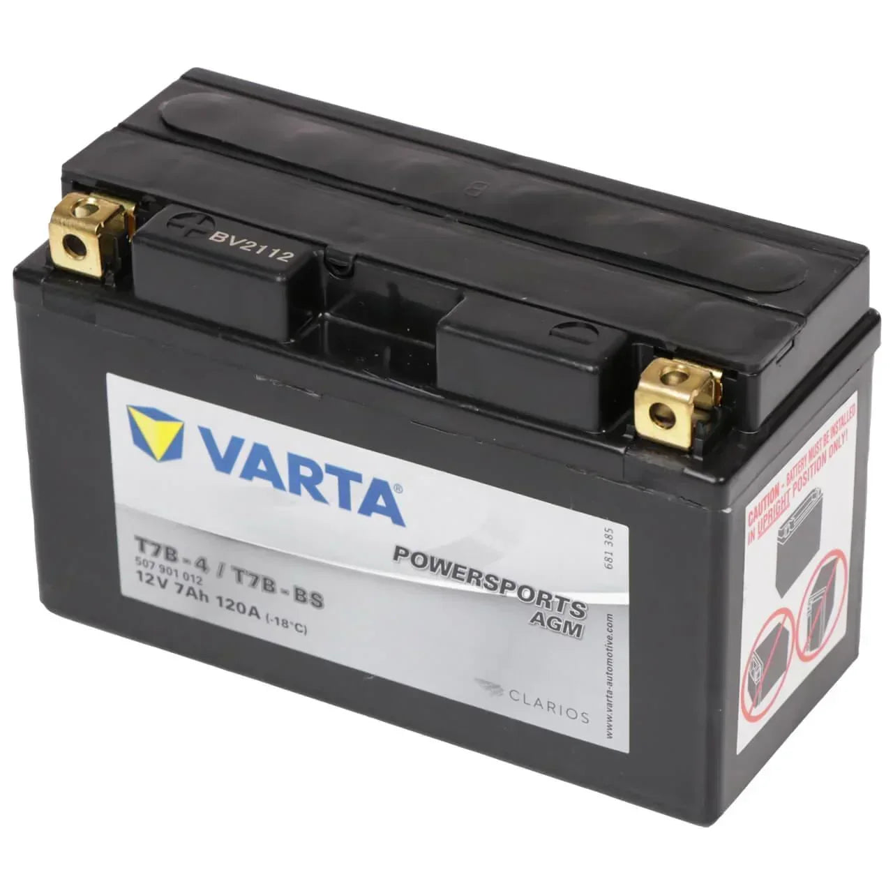 Motorradbatterie Varta Powersports AGM YT7B-BS 507901 12V 7Ah Seite rechts
