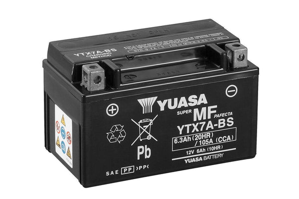 YUASA MF YTX7A-BS AGM 12V 6Ah 105A/EN Motorradbatterie