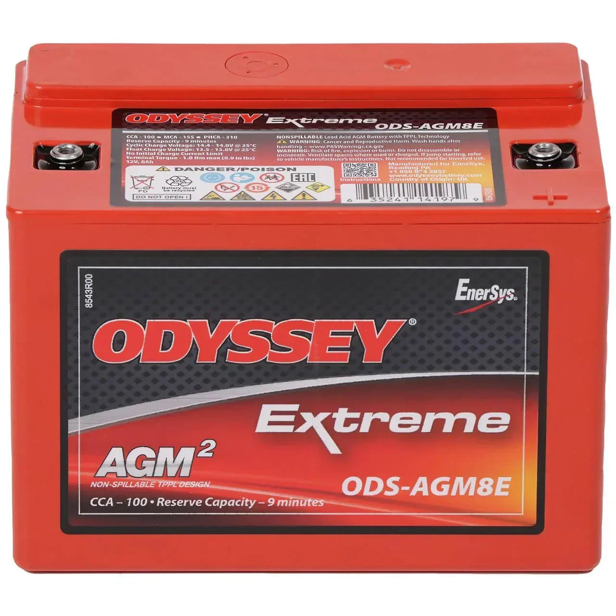 Odyssey Power- und Motorsport ODS-AGM8E ersetzt PC310 12V 8Ah 100A/EN Motorradbatterie