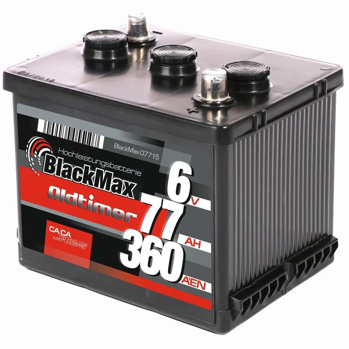 Autobatterie BlackMax Oldtimer 6V 77Ah Seite rechts