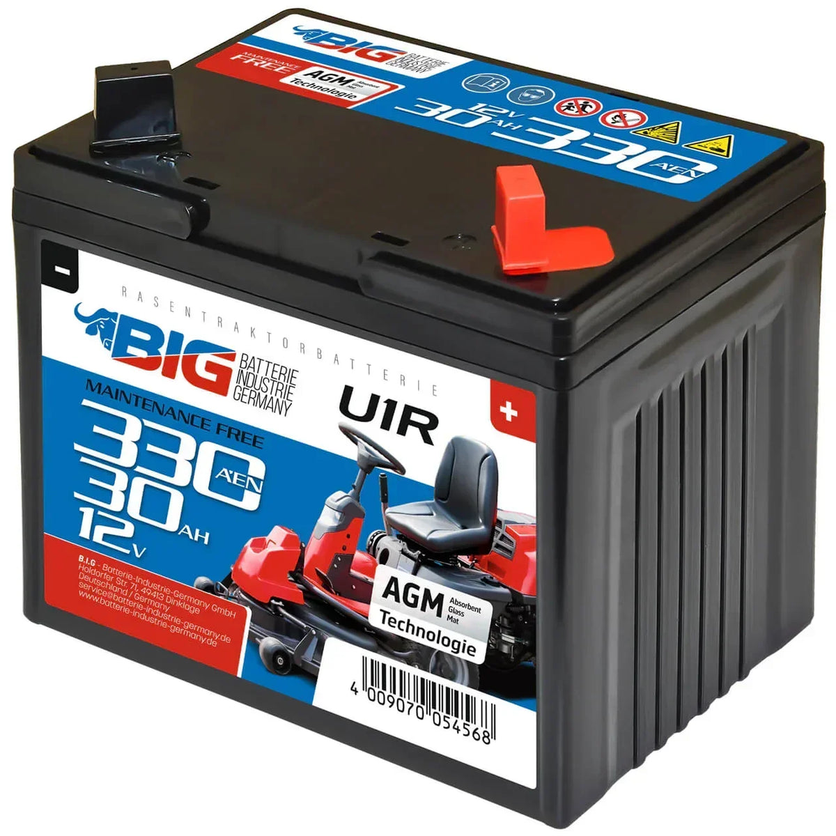 Rasentraktor Batterie BIG U1R 12V 30Ah 330A/EN Seite rechts