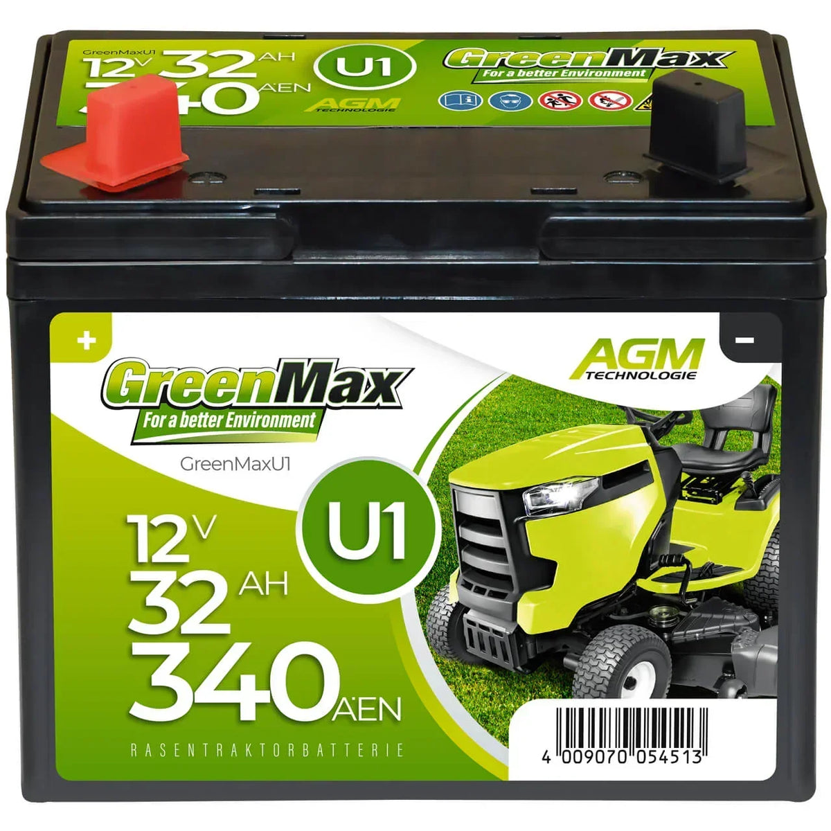 Rasentraktor Batterie GreenMax U1 12V 32Ah Front