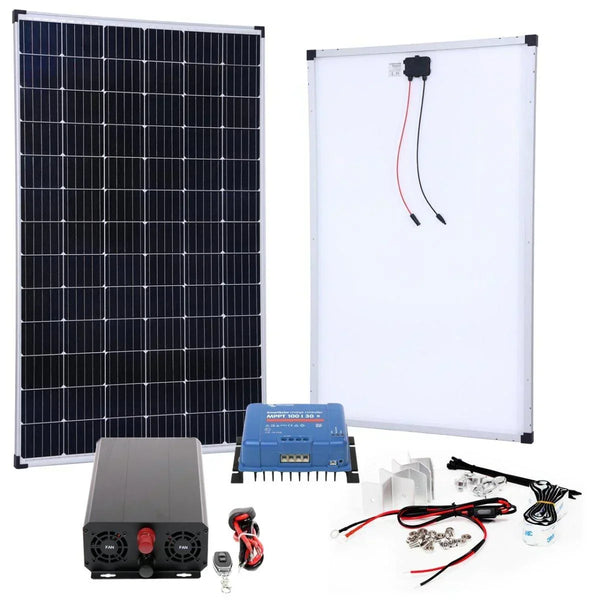 BIG Power Grid Solaranlage 12V 1000W Inverter + 300W Panel Monokristallin + Victron Smart Solar MPPT 100/30