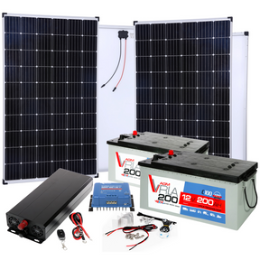 BIG Power Grid Solaranlage 24V 2000W Inverter + 2x 300W Panel Monokristallin + Victron Smart Solar MPPT 100/30