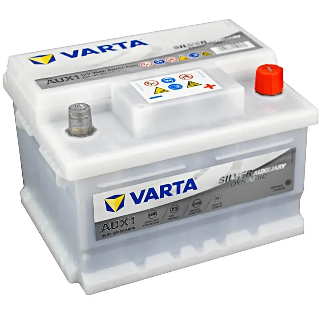 Backup und Stützbatterie Varta Silver Dynamic Auxiliary AUX1 12V 35Ah Seite links