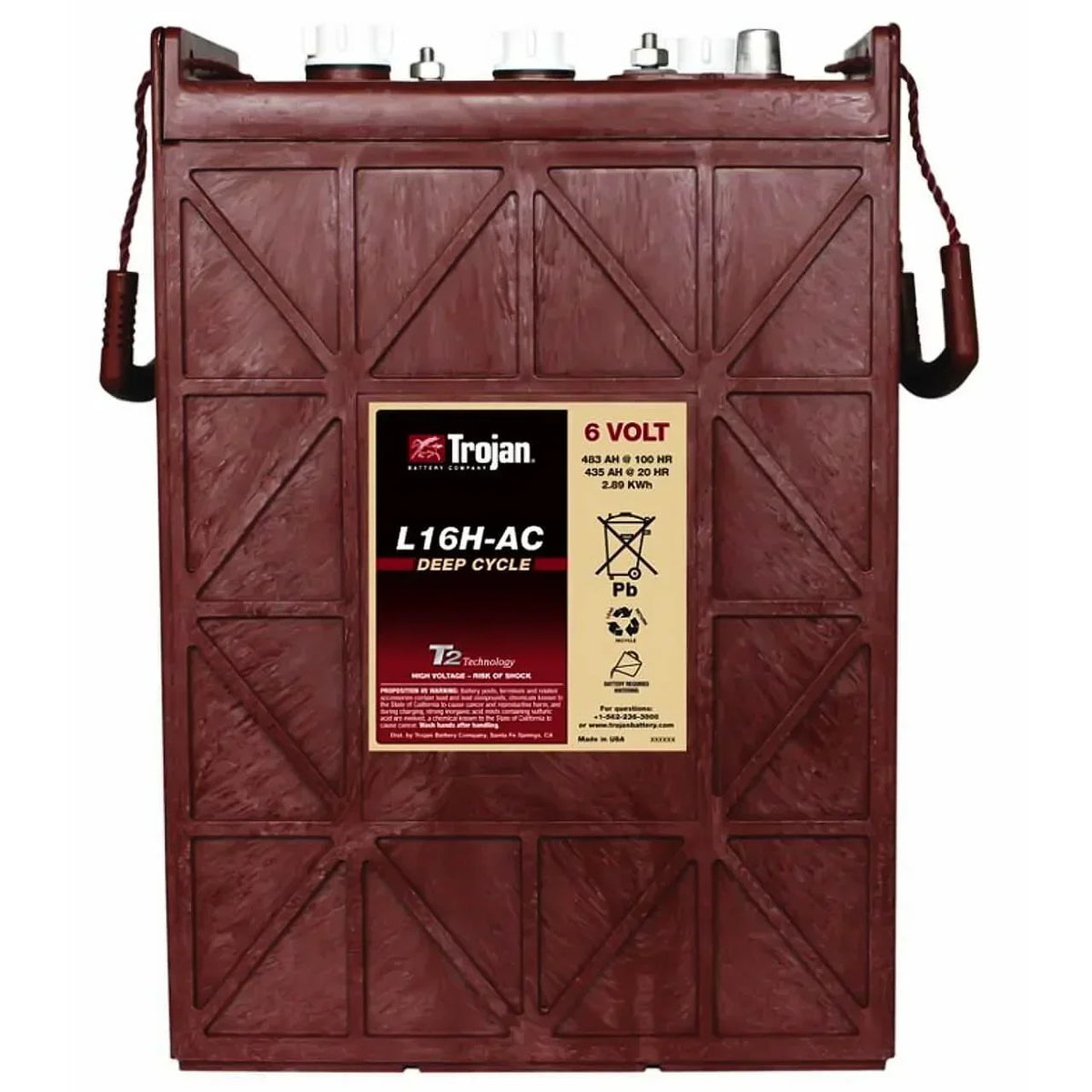 Traktions- und Versorgerbatterie Trojan L16H-AC 6V 435Ah Front